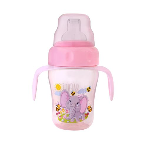 سفاري كوب أطفال ماصه سيليكون 210 مل بينك