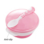 سفاري طبق بالملعقة مضاد للانزلاق بينك