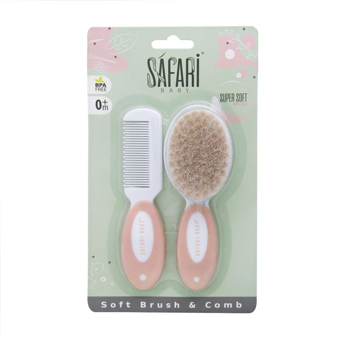 سفاري طقم فرشاة و مشط شعر ناعم سفارى بينك