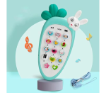 هاتف تليفون بيبي على شكل جزرة بإضاءة وصوت للاطفال محاكاة لعبة الهاتف المحمول