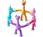 لعبة الزرافة المطاطية بقاعدة لاصقة تلسكوبية 4 قطع | الوان متعددة