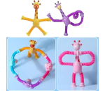 ⁦لعبة الزرافة المطاطية بقاعدة لاصقة تلسكوبية 4 قطع | الوان متعددة⁩ - الصورة ⁦2⁩